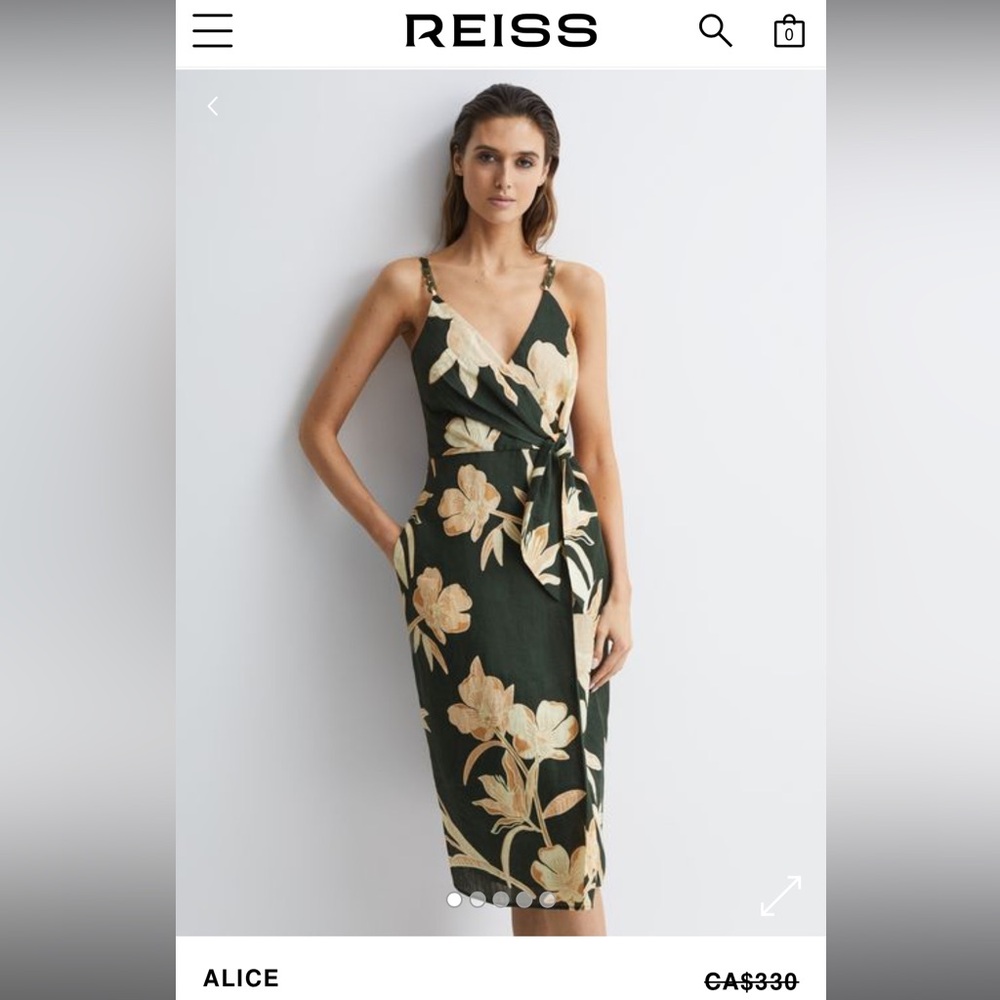 Reiss Green and Cream Floral Dress